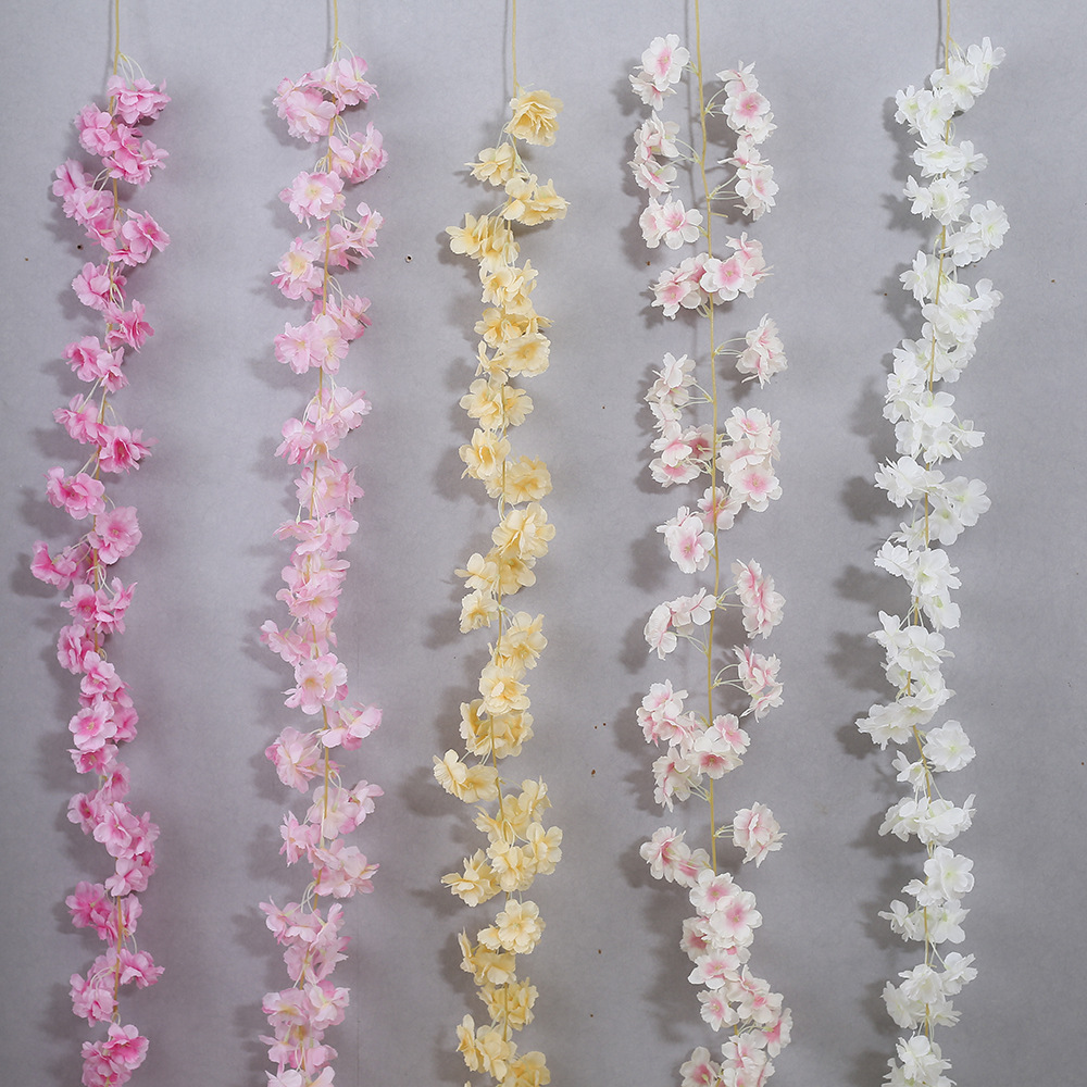 Picture of Cherry Blossom Rattan Flower Winding Air Conditioning Duct Vine Shaded Flower Tree Simulation Peach Blossom Decorative Flower Vine Artificial Flower Vane
