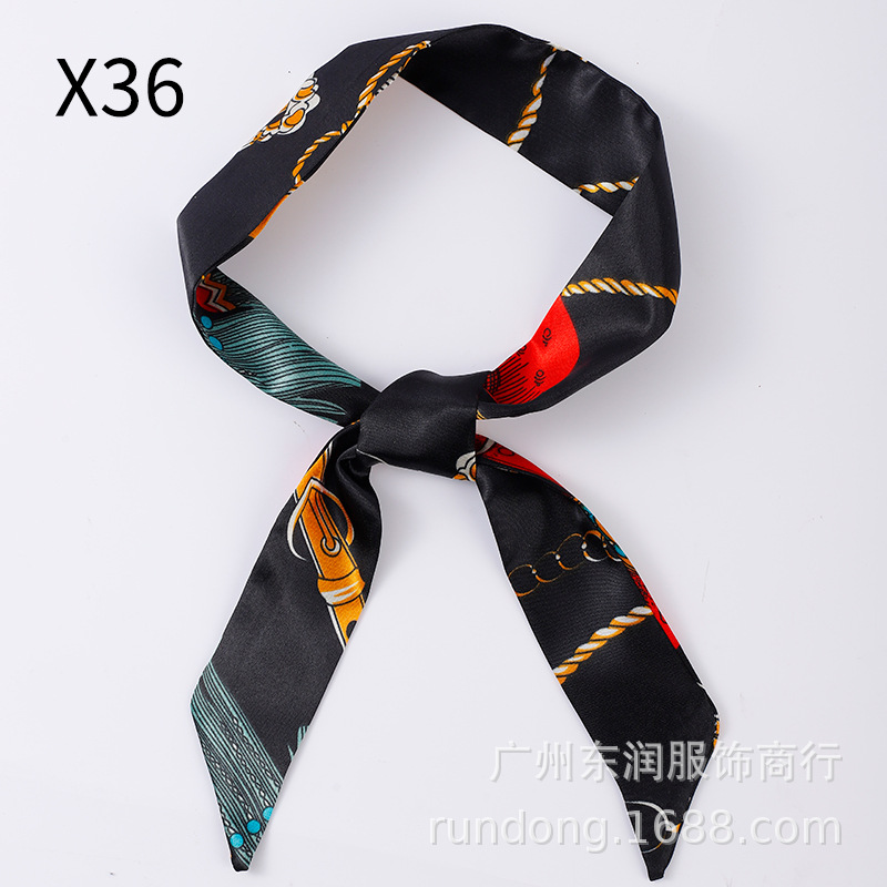 Picture of Silk Scarf Wholesale Long Beveled Small Silk Scarf Double-layer All-match Hair Belt Ribbon Decoration Tie Bag Hand Gift Box Silk Scarf
