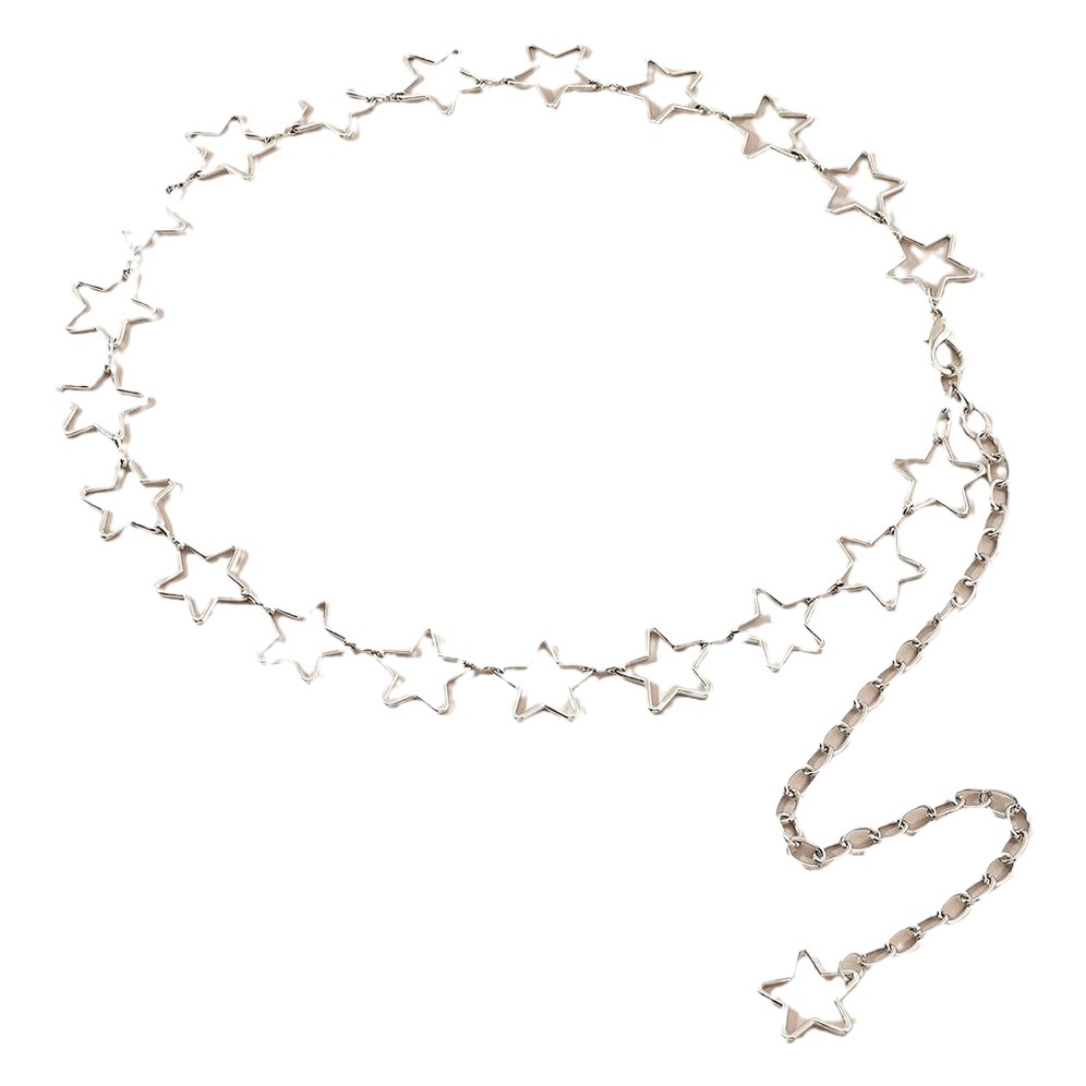 Cross-border European and American popular women's hollow star decorative alloy belt simple all-match jeans fashion waist chain