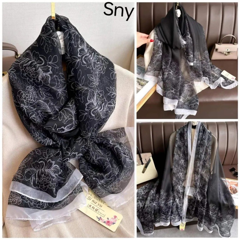 Picture of Spring and Summer New Soft Yarn Sunscreen Shawl Summer Thin Imitation Silk Long Silk Scarf Fashion Printed Flower Scarf