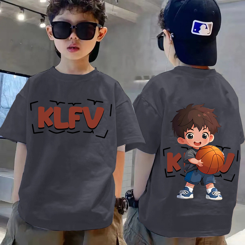 Picture of Fried Street Foreign Style Children's Wear Boy's T-shirt Short Sleeve Summer Children's Middle and Big Boy's Top Half Sleeve Summer Fashionable Ins