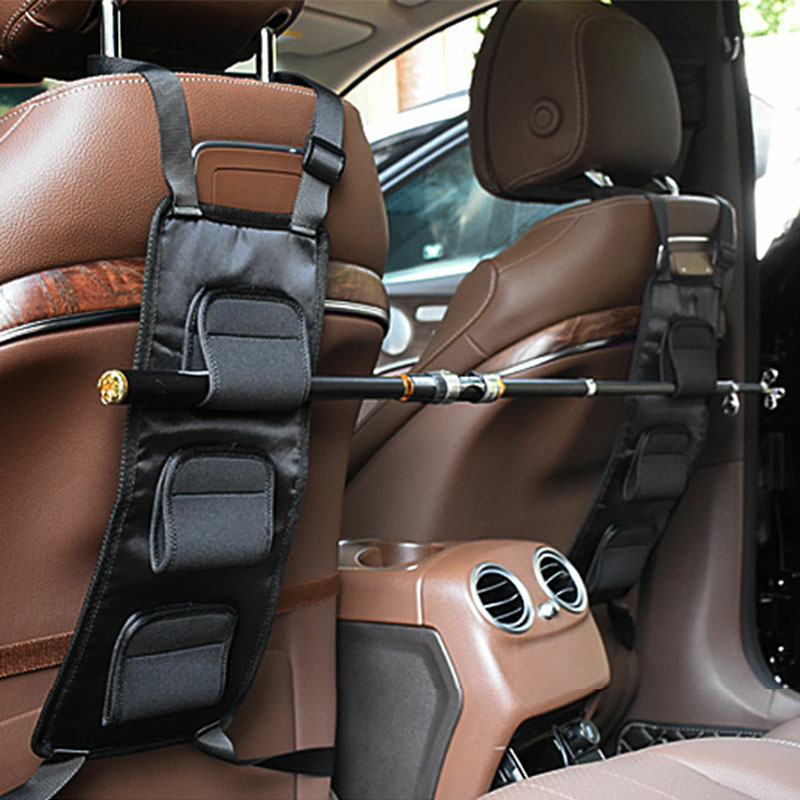 Car rear seat fishing rod storage bag diving material fishing gear fishing rod rack storage fixing cushion Luya fishing rod seat strap