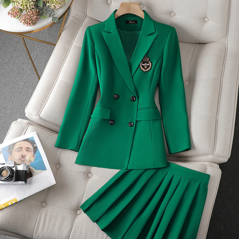 Picture of Cross-border Green Suit Pleated Skirt suit Women's Autumn New Autumn Coat Women's Elegant High-end JK Small Suit