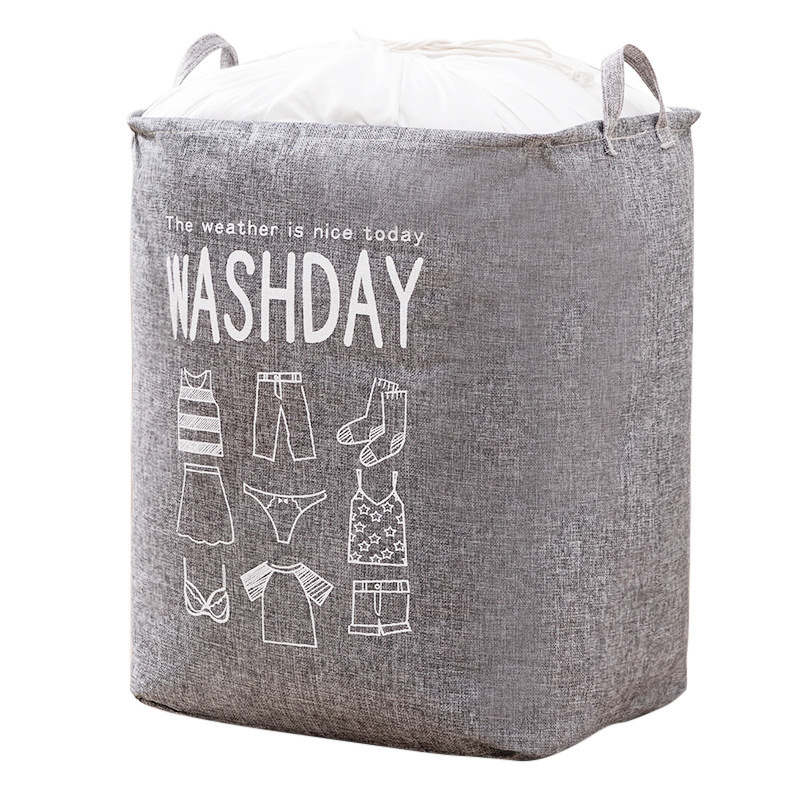 Picture of Storage Bag Big Mac Large Fabric Dirty Clothes Blue Cotton Quilt Storage Basket Household Storage Frame Clothes Finishing Storage Blue