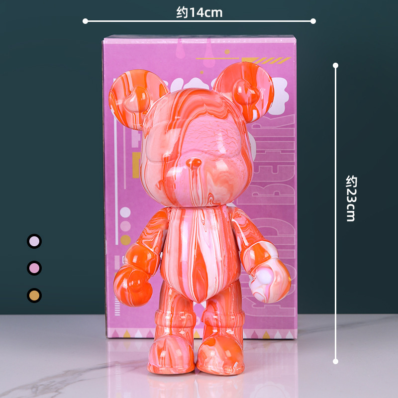 Picture of Internet Celebrity Fluid Bear Handmade DIY Material Homemade White Embryo Ornament Pigment Violent Bear Dye Painted Bear Gift