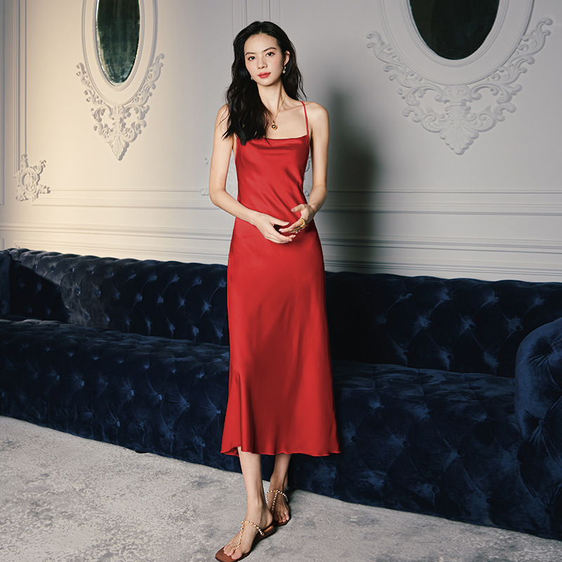 Picture of Yaoting 2022 Pajamas Women's Spring and Summer Swing Collar Women's Ice Silk Satin Home Clothes Thin Suspender Skirt 2660 Fresh