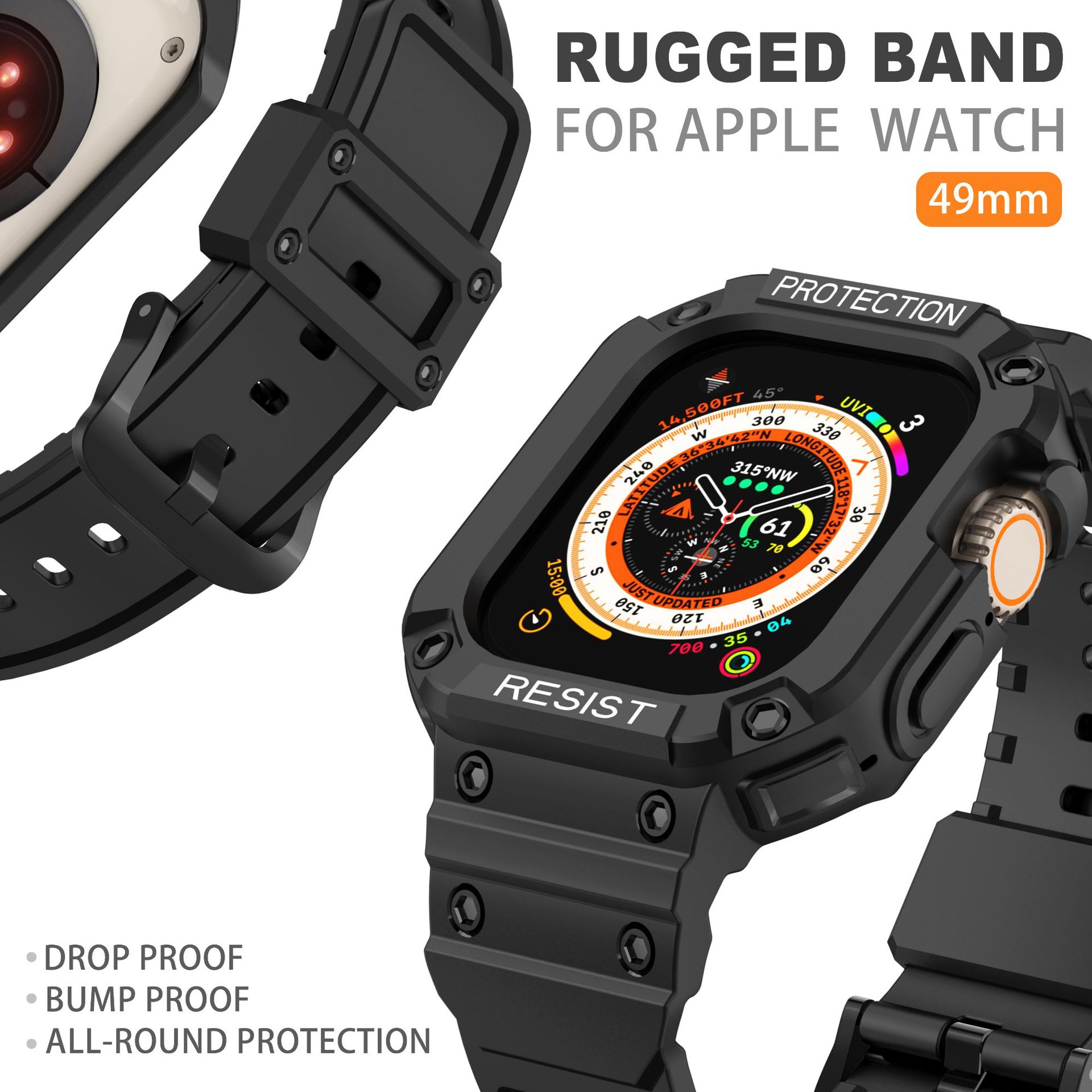 Picture of Suitable for Applewatch9Ultra2 Apple Watch Strap 49mm Pure Color Sports Tpu Integrated Strap Wholesale