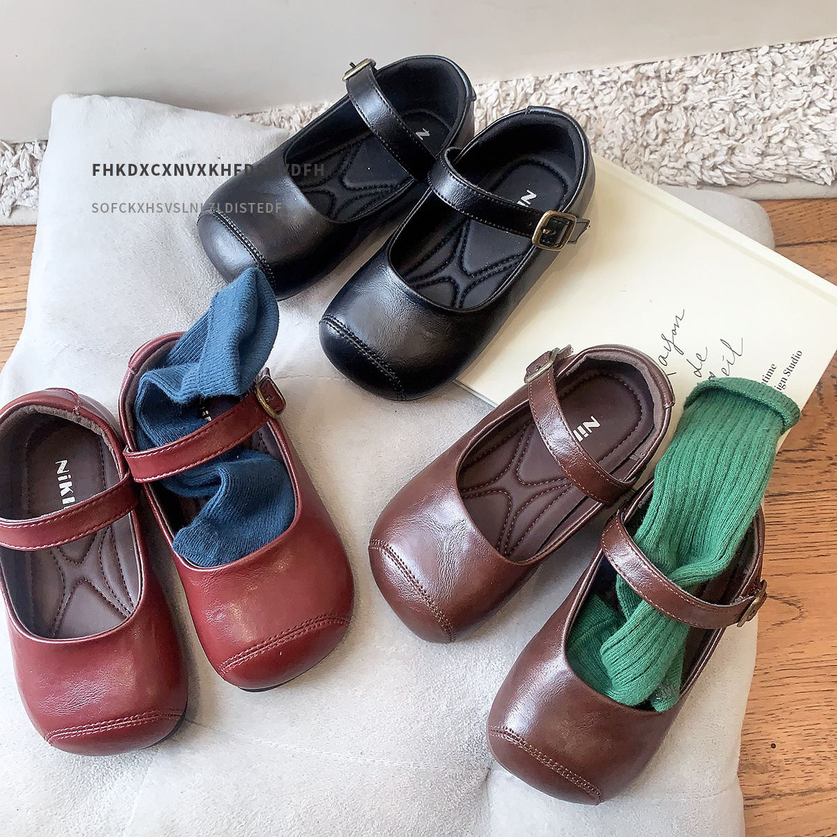 Vintage French Brown Spring Children's Shoes Children's Leather Shoes Girls Princess Shoes Shallow Mouth Soft Sole Baby Shoes Autumn