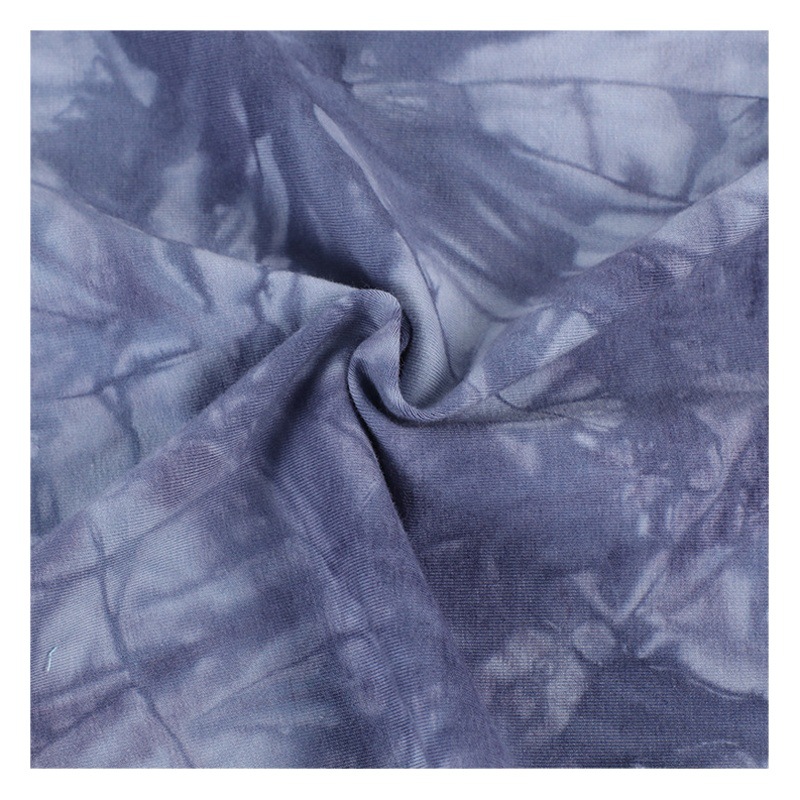 Fiber Cotton Spandex Tie-Dye Sweat Fabric Single-Sided Knitted T-Shirt Pull Frame Trendy Brand T-Shirt Dopamine Fabric