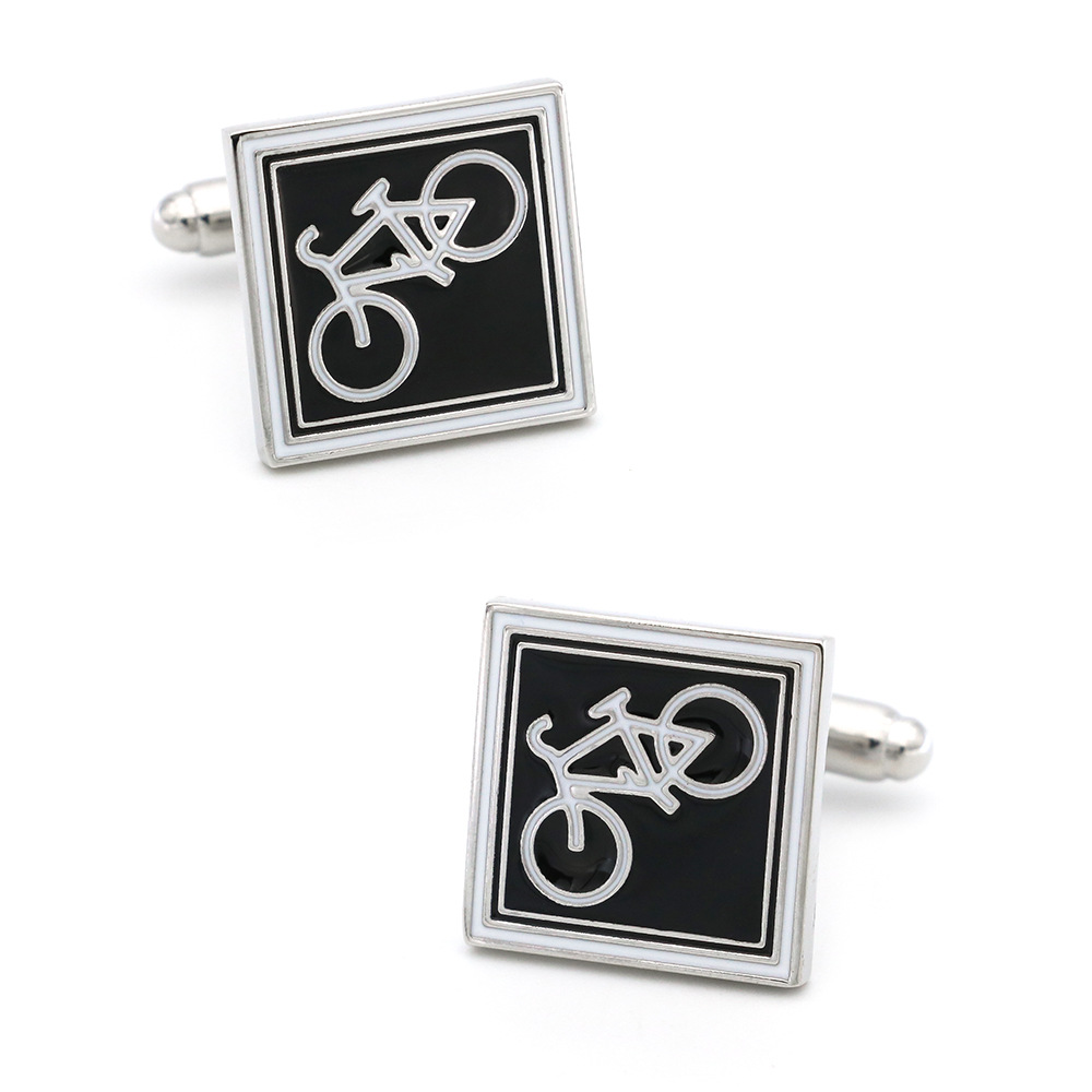 New Pictographic Simple Fun Square Black Bottom Bicycle Cufflinks Men's French Cuff in stock
