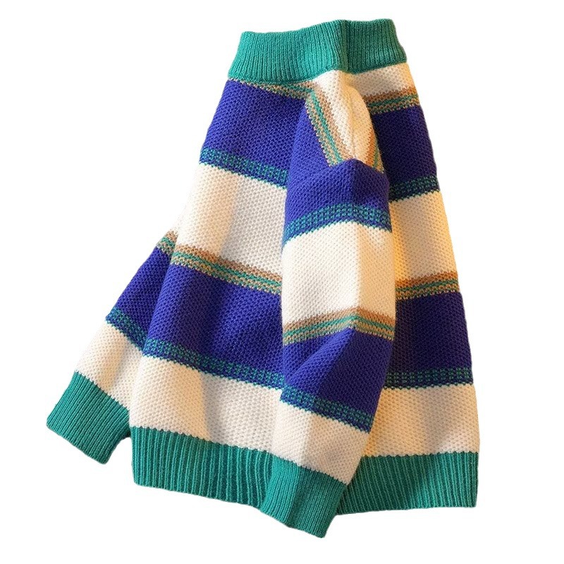 Picture of Children's Thin Sweater Spring and Autumn Boys' Striped Knitwear Autumn Clothes Big Children's Baby Pullover Top Sweater Winter
