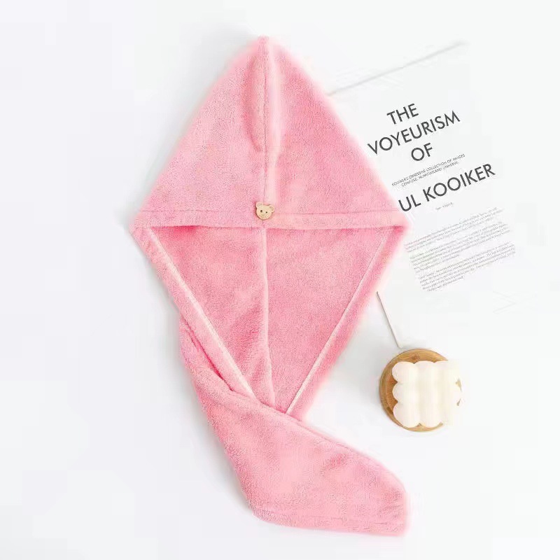 Picture of Dry Hair Cap Thickeneded High-Density Coral Velvet Girls' Absorbent Shower Cap with Edge Dry Hair Towel Quick-Drying Autumn and Winter Turban