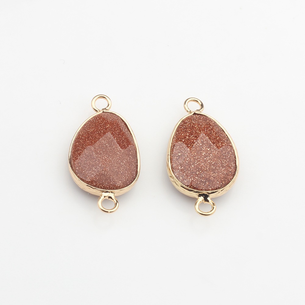 Picture of Cross-border hot selling new natural stone pendant copper wrapping cut-shaped double hanging pendant wholesale