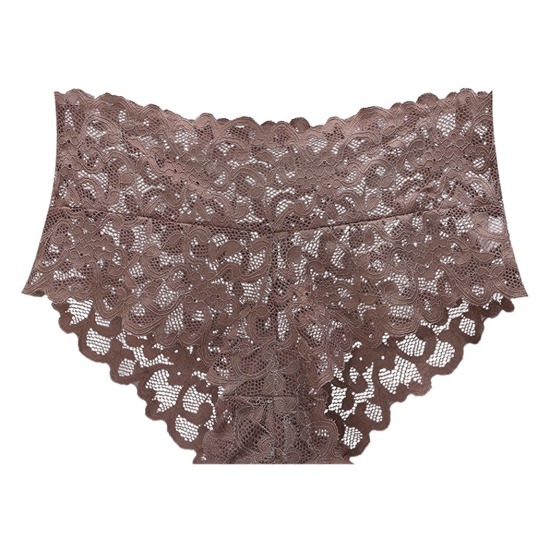 Hollow Lace Panties for Women, Low-Waisted, Sexy, See-Through Mesh Panties, Women's Large Size Cotton Briefs, Thin Summer Export