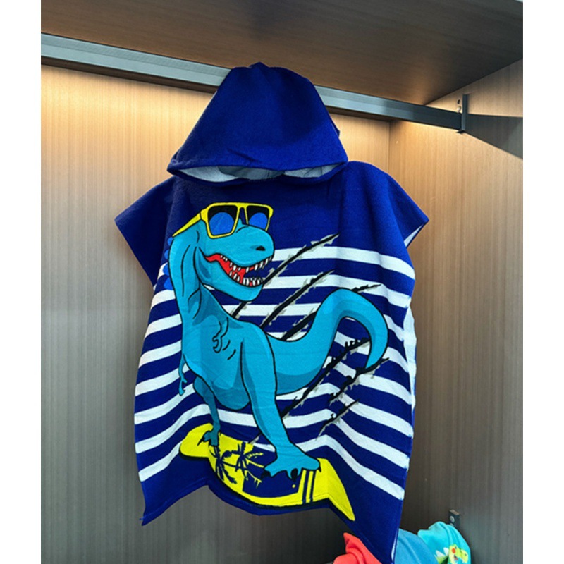 Picture of Children's Bath Towel Hooded Poncho Bathrobe Super Soft Wearable Baby Absorbent Towel for Boys and Girls Swimming
