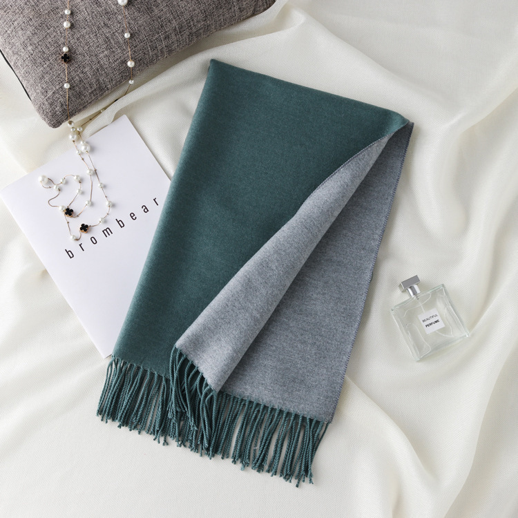 Picture of Korean export autumn and winter new high quality cashmere scarf women's long double-sided color matching shawl warm scarf women