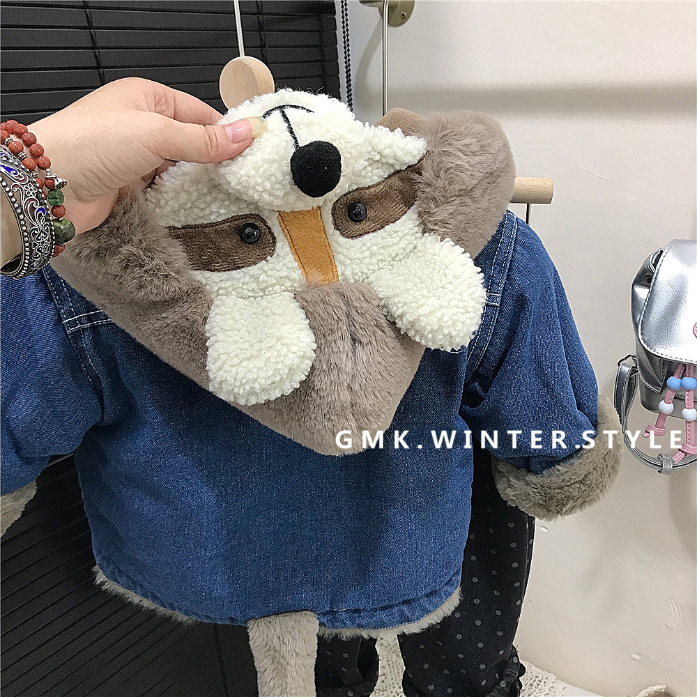 Picture of Boys' and girls' winter clothes cartoon Denim coat new baby children's clothing fleece-lined children's winter western style coat for foreign trade