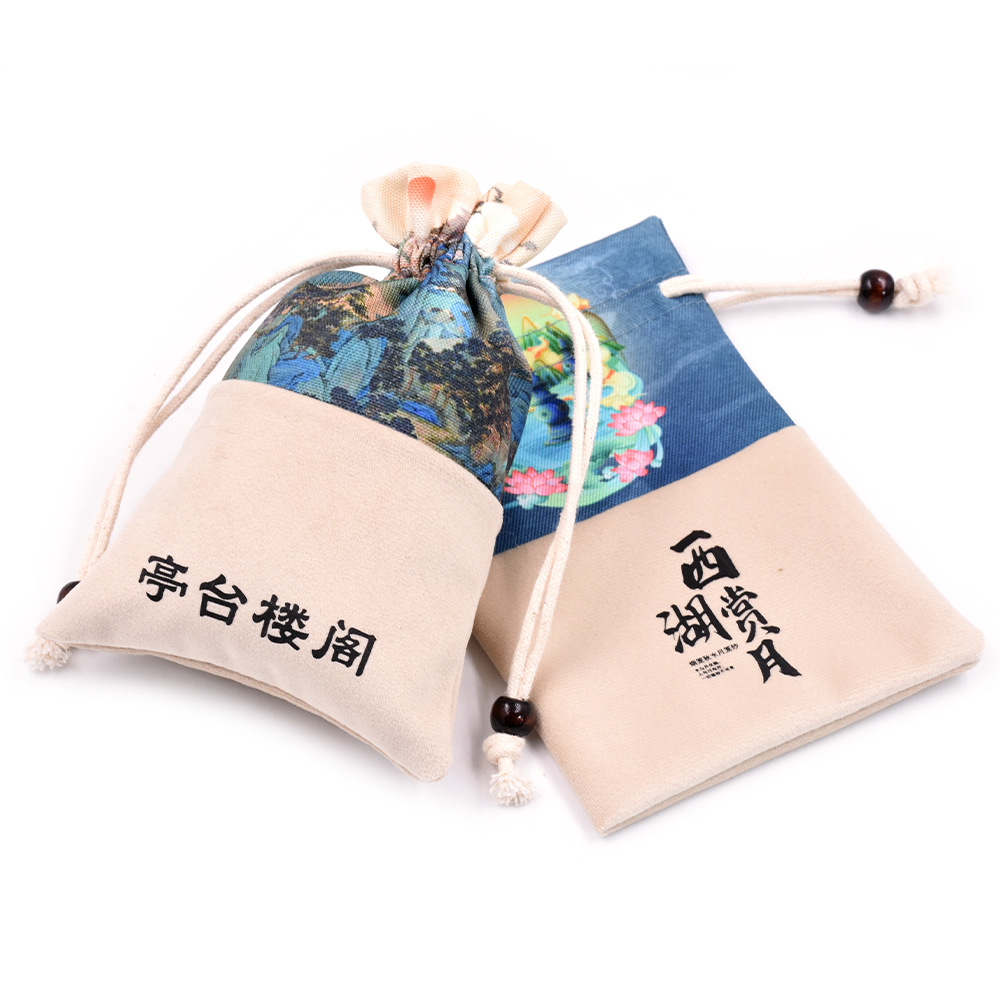 Source Manufacturer Velvet Splicing Cotton Jewelry Storage Bag Dustproof Bag Small Gift Bag Creative Bag