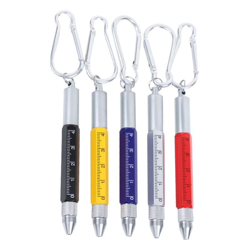 Multifunctional six-in-one tool pen Metal Ballpoint Pen Phillips screwdriver ruler keychain Tool pen customization