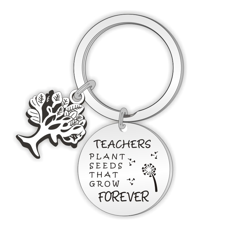 Teacher's Day Gift Teachers plant seeds that grow Life Tree Stainless Steel Keychain