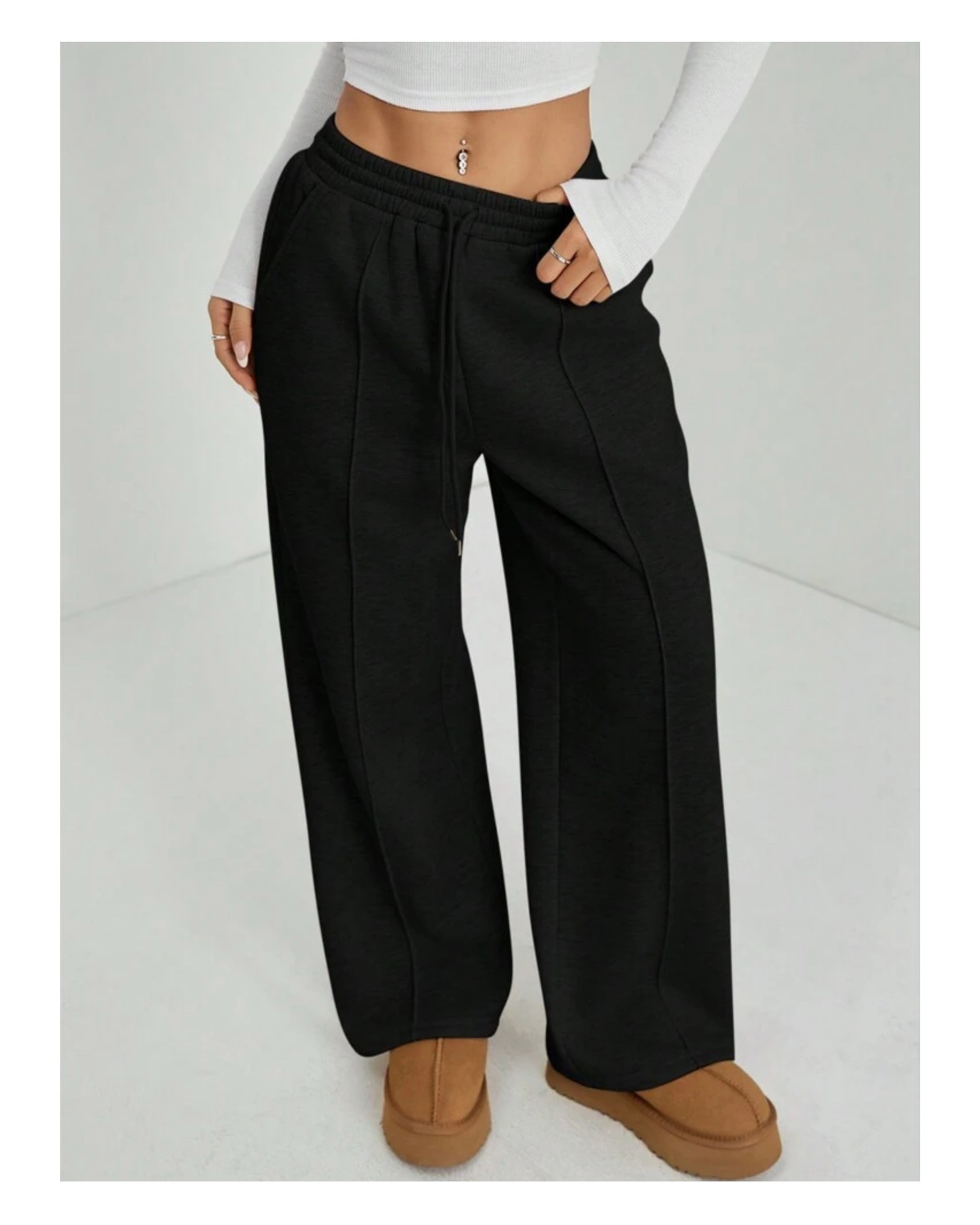 Picture of Cross-Border Foreign Trade Amazon Temu Spring and Autumn European and American Style Solid Color Casual Straight Pocket Drawstring Elastic Waist Sweatpants