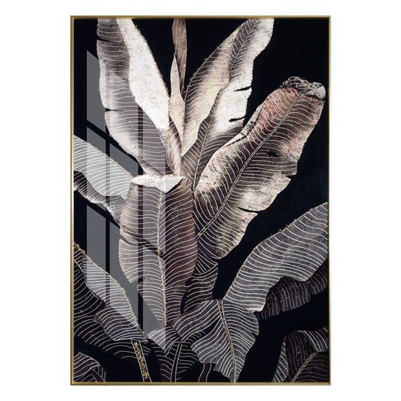Banana leaf entrance decorative painting living room background wall mural Nordic style simple corridor aisle Crystal porcelain wall painting