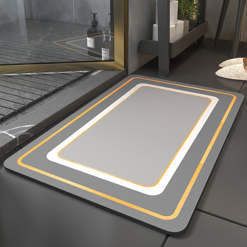 Picture of Bathroom non-slip floor mat bathroom toilet bathroom quick-drying floor mat absorbent mat diatomite minimalist bathroom door mat