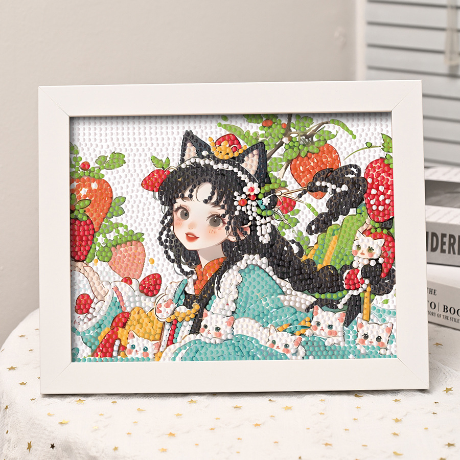 Picture of Strawberry Diamond painting diy handmade rhinestone tulip sunflower flower girl send girlfriend birthday gift wholesale