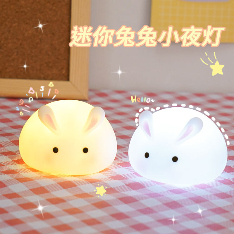 Creative Mini Bunny Night Light Cartoon Cute Little Rabbit Mid-Autumn Festival Atmosphere Ornaments Kids Light Up Toys