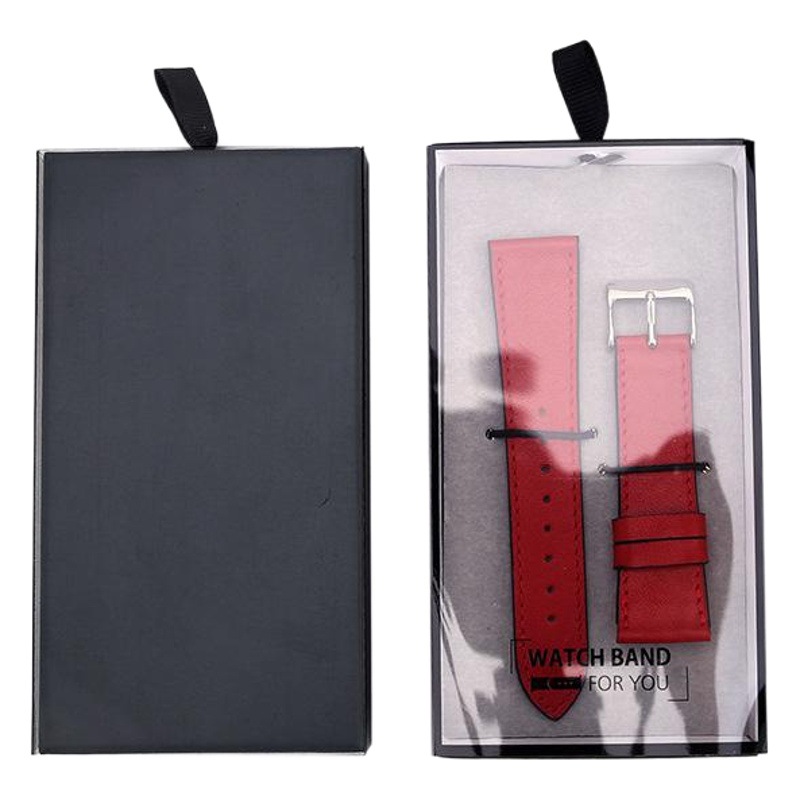 Neutral Red One-Piece Envelope Watch Strap Packaging Gift Box Bracelet Genuine Leather Steel Ball Two Sections Transparent Packaging Box in Stock