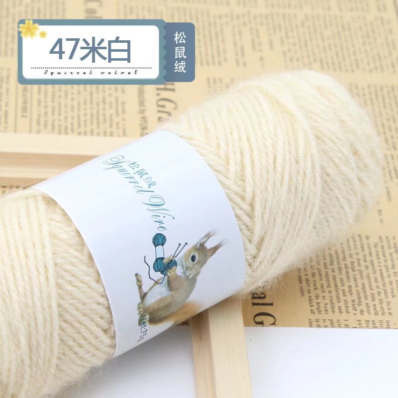 Picture of 75g squirrel wool thread bright silk thread hand-woven hook thick mohair scarf hat shawl fluffy wool ball