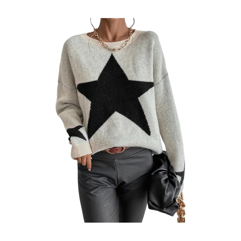 Picture of 2025 Autumn/Winter New Cross-Border Women's Pullover Sweater Round Neck Ribbed Elegant and Unique Knitted Sweater Jacket for Women