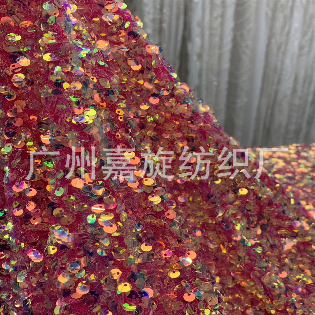 Garmi Transparent Fantasy Slanting Sequin Fabric Fashion Stereo Bead Performance Clothing Children's Clothing Skirt Fabric JX4273