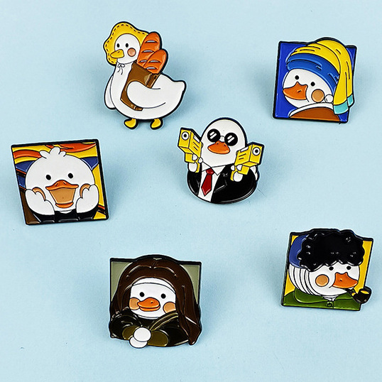 Cross-border Cute Yellow Duck Brooch Ins Style Metal Clothing Accessories Pin Cartoon Bag Decorative Pendant Badge