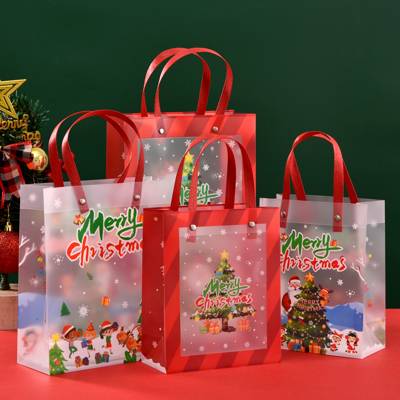 Cross-Border Amazon Christmas New Year Gift Bag Gift Snack Packaging Handbag Companion Gift Bag Transparent Window