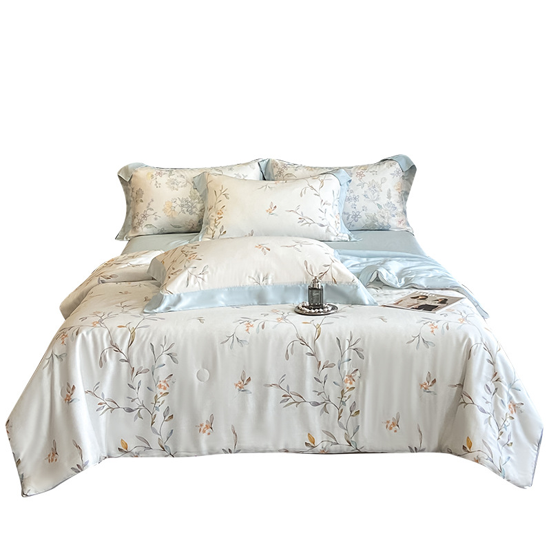Picture of Class A Lyocell Fiber Printed Summer Cool Quilt Four-piece Set Summer Cool Air-conditioning Quilt Ice Silk Thin Quilt Machine Washable