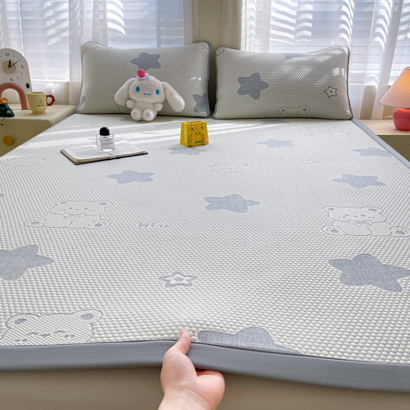 Picture of Bingdoudou Three-Piece Summer Cooling Mat Set, Ice Silk Mat Mattress, Machine Washable, Suitable for Infants and Toddlers, Air-Conditioned Soft Mat