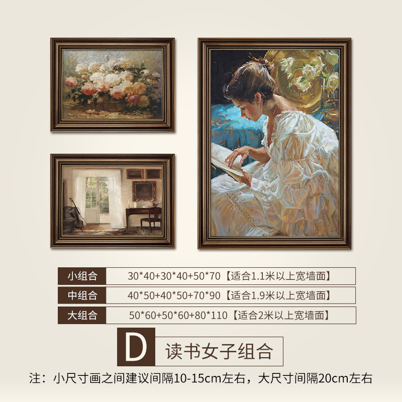 American porch retro combination decorative painting high-level sense French antique niche living room dining room classical painting