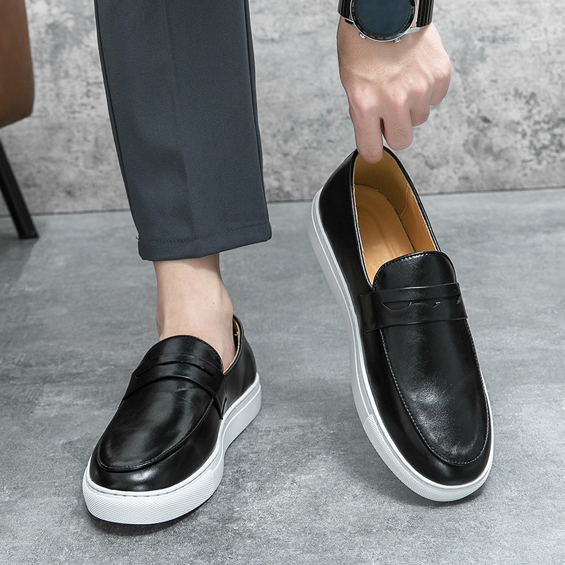 Spring and Autumn 2024 New Fashion Trend British Style Low-top Loafers Round-toe Casual Sports Leather Shoes Men's Shoes