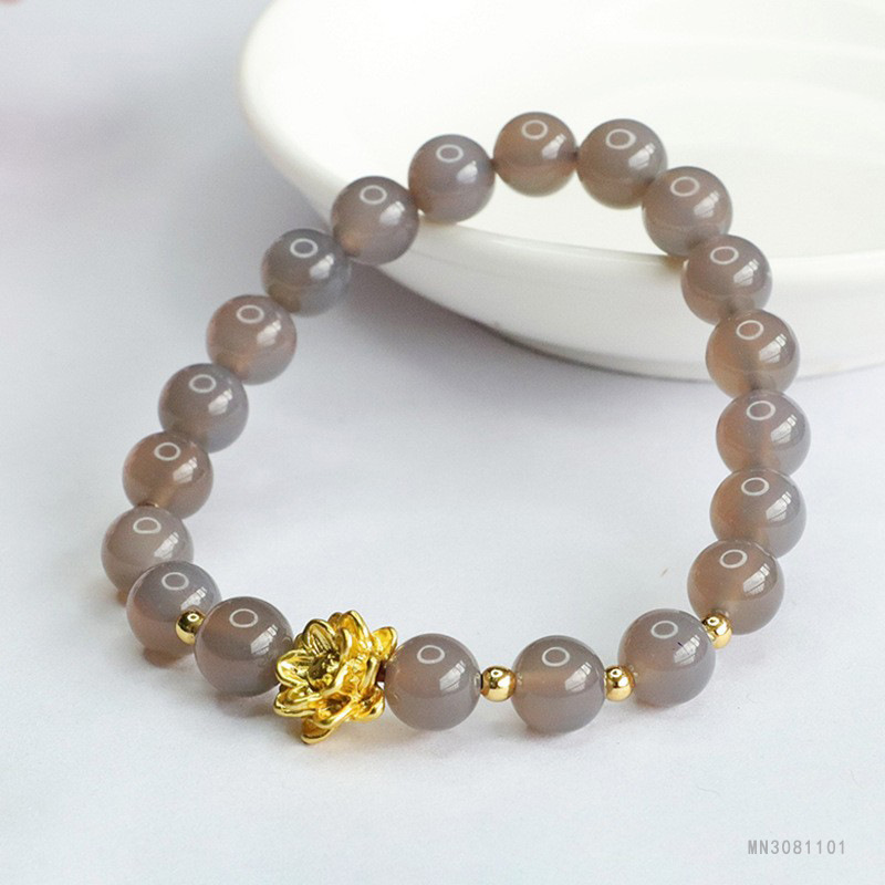 Picture of Yuyu natural smoke purple chalcedony bracelet lotus purple agate bracelet crystal jewelry factory wholesale MN3081101