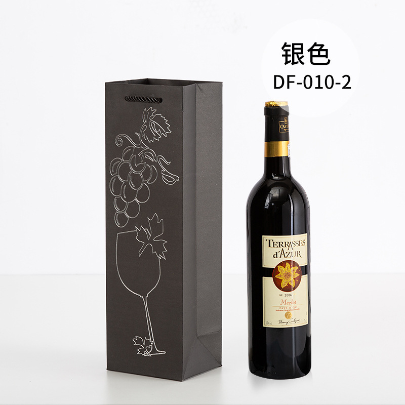 Picture of Red Wine Portable Paper Bag in Stock Hot Stamping Practical Red Wine Gift Packaging Bag Wine Portable Paper Bag Wholesale