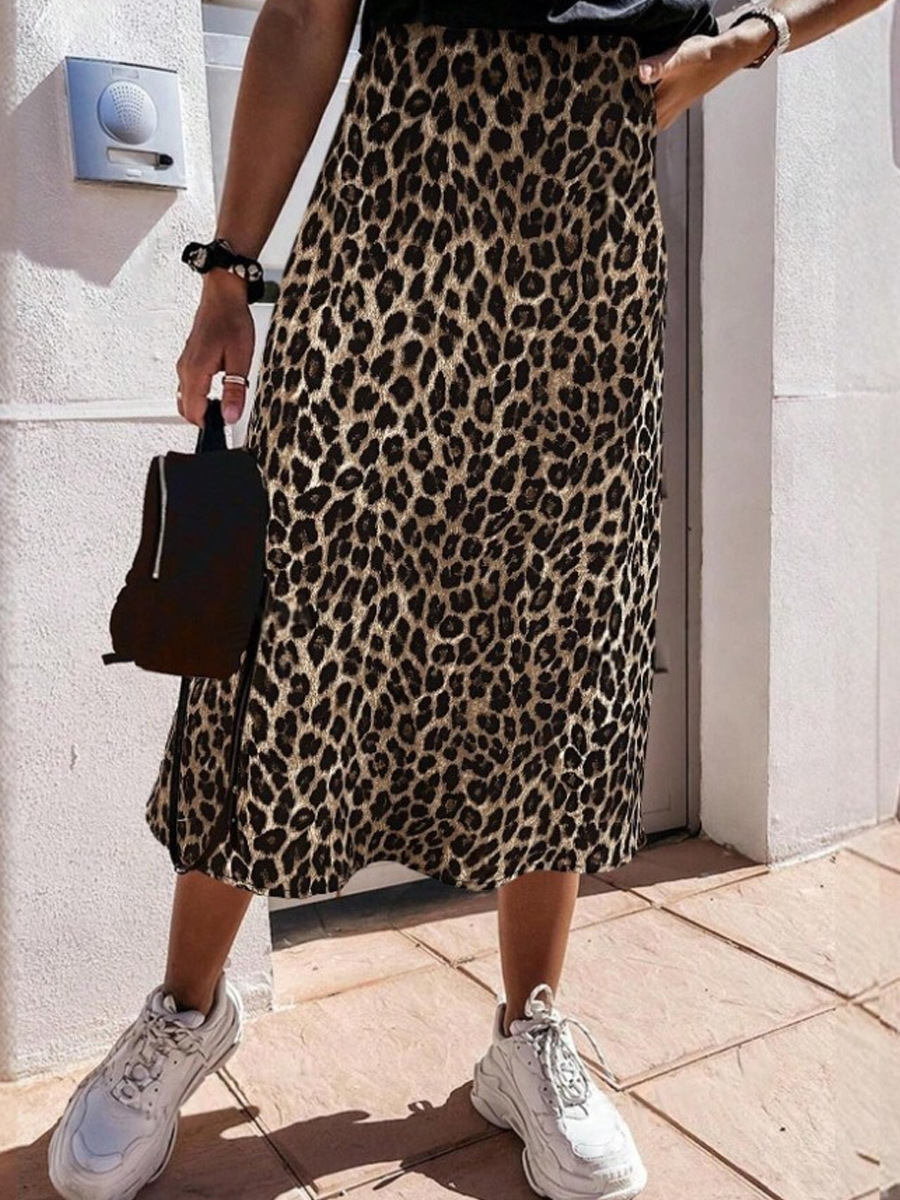 Picture of Cross-Border Women's Satin Skirt Spring and Summer New Sexy Leopard Print Amazon Imitation Silk Printed Long Skirt