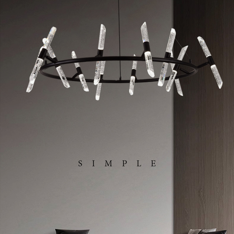 Nordic high-end living room light, atmospheric circle chandelier, light luxury bubble crystal, restaurant bar bar chandelier