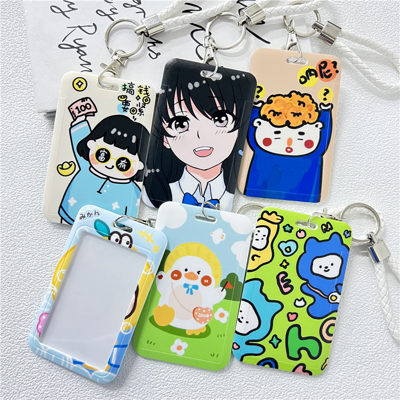 Cute ins bus card protective cover student meal card campus access control certificate factory card door card cover keychain integrated