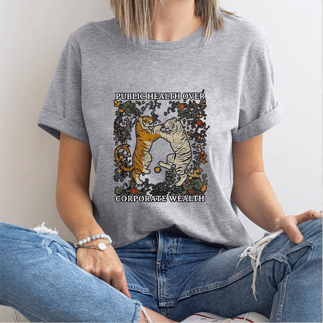 Foreign Trade Independent Station Women's Tops Round Neck Cartoon Printed Short-Sleeved T-Shirt-M