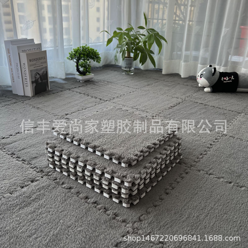 Picture of Bedside carpet bedroom full-bed room plush stitching foam floor mat cut tatami mat stain-resistant household