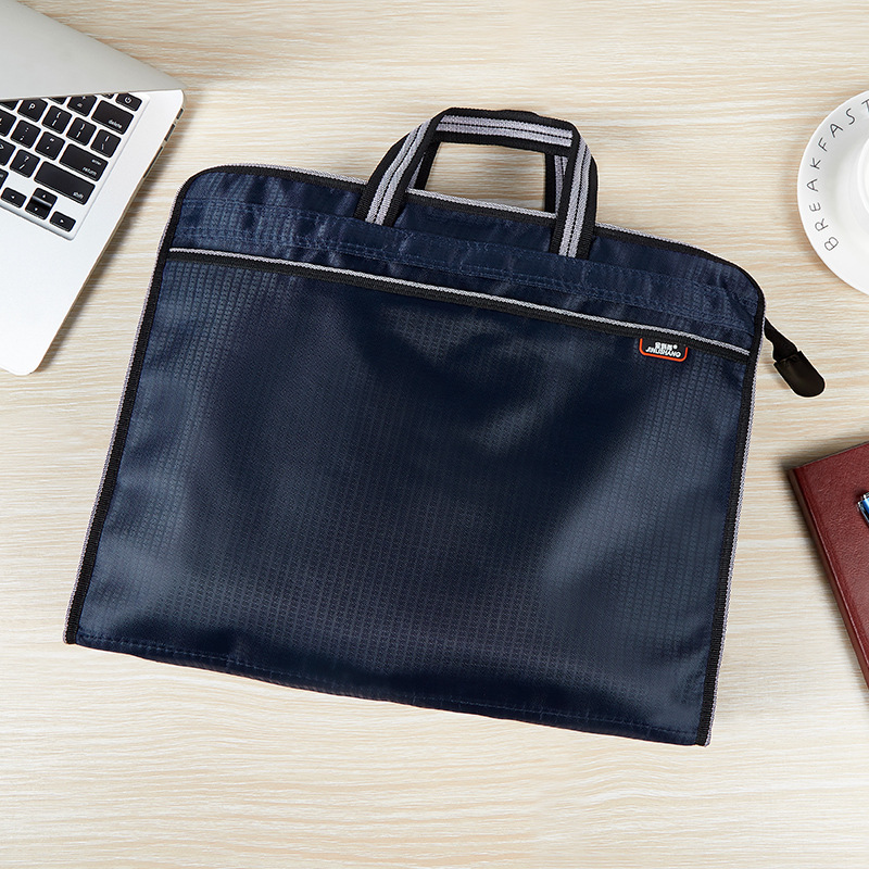 Picture of Briefcase Canvas File Bag Zipper Bag File Bag Waterproof Handbag Oxford Cloth Storage Business Office