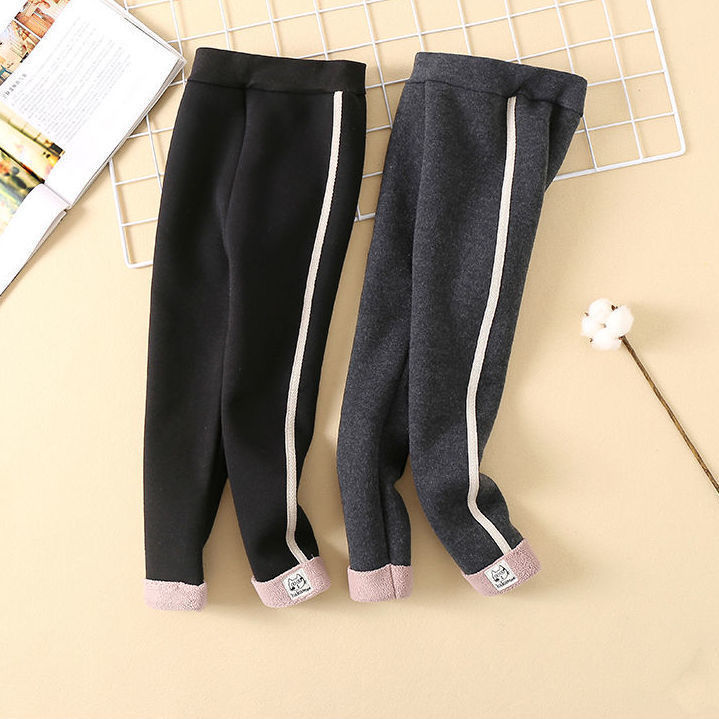 Picture of Girls' Winter New fleece-lined Thickened Leggings Baby Girls' One-piece Velvet Warm Outer Wear Pants Children Trendy Trousers