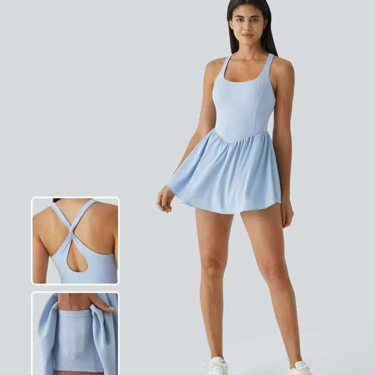 Cross-border European and American Women's Summer Sports Leisure Badminton Tennis Skirt Built-in Shorts Golf Yoga Tight dress