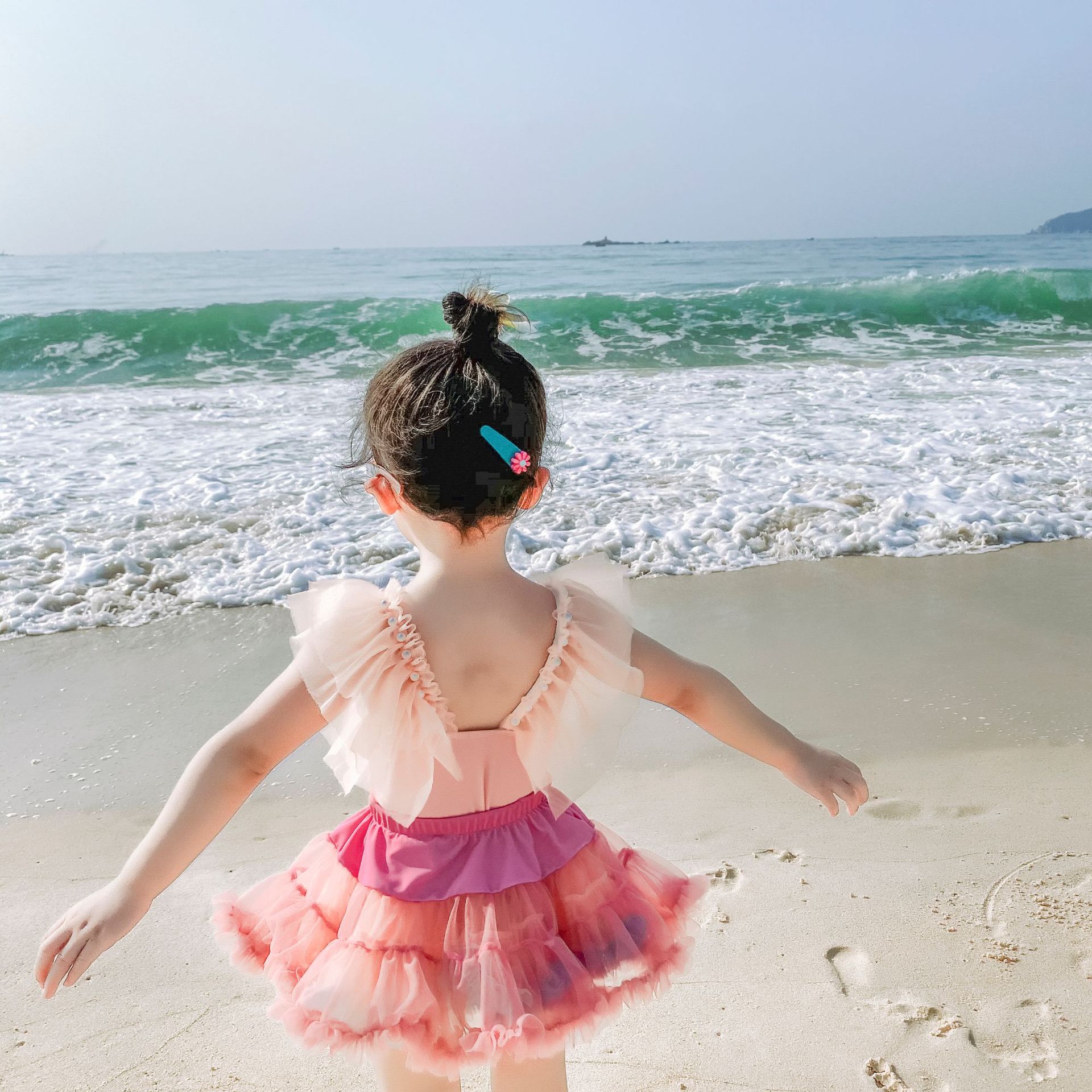 Children's Swimwear Cartoon Cute Light Pink Mesh Pearl Cross-border New Swimwear Swimwear Wholesale